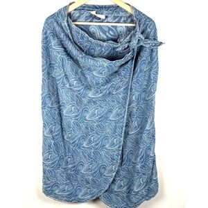 Vintage Cache Blue Floral Shoulder Cape Shawl Wrap Shrug Poncho Sz 14 Lagen Boho
